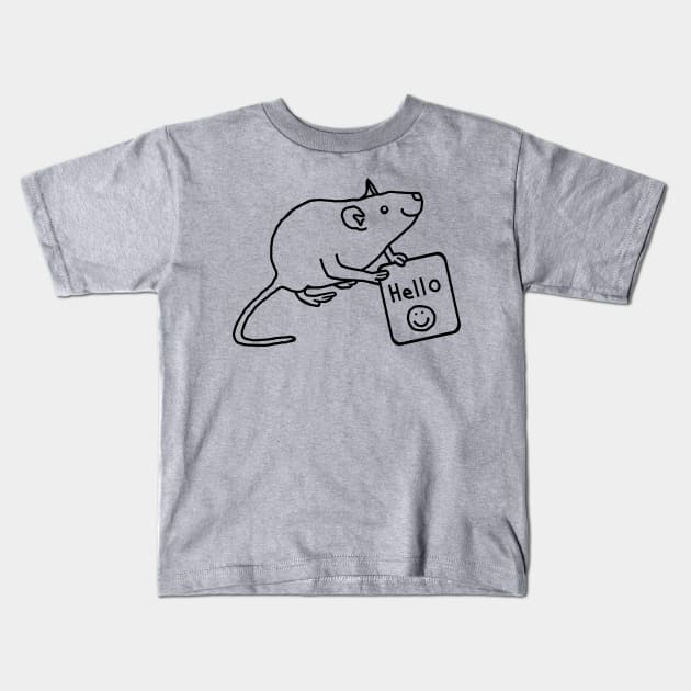 Rat says Hello Outline Kids T-Shirt by ellenhenryart